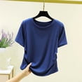 thumbnail image 2 of Lumosvexa Summer Casual Short Shirt Sleeved Womens Plain T-Shirt Top Fashionable Crew Neck T Shirt Navy Size M, 2 of 6