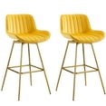 thumbnail image 1 of Art Leon Velvet Counter Bar Stools Modern Swivel Set of 2 Bright Yellow, 1 of 3