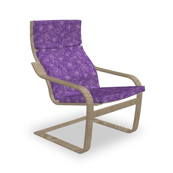 Dark Purple Armchair Pad and Slipcover, English Garden Art Dreamy and Flowers Pattern on Repeat Retro Floral Style, 1 Piece Soft Cushion Replacement with Removable Cover, Lilac Violet, by Ambesonne
