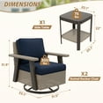 thumbnail image 4 of INTER HUT Serenity Retreat 3 PCS PE Wicker Outdoor Furniture Set, 2 Patio Swivel Rocker Chairs & Side Table, Beige/Dark Blue, 4 of 10