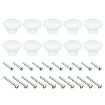 38x28mm Ceramic Drawer Knobs, 10 Pack Mushroom Shape Door Pull Handles White