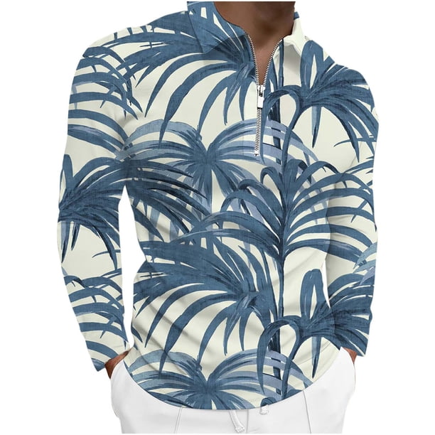 Blusa de manga larga con estampado digital y media cremallera para hombre Pompotops oipoqjl28694