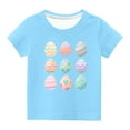thumbnail image 2 of EGNMCR Blouses à Manches Courtes Col Rond & Chemises Enfants Garçons Filles Mode Pâques Œufs de Pâques Imprimé Col Rond Imprimé Haut à Manches Courtes Fille Blouse, 2 of 4