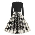 thumbnail image 4 of Ovbmpzd Christmas Dresses for Women Long Sleeves Printed Red Elegant Maxi A-Line Dresses Casual Zipper Crew Neck Dresses, 4 of 5