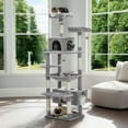 thumbnail image 2 of Pefilos 72" Cat Tree Tower for Large Cats, Indoor Cat Condo with Sisal-Covered Scratching Posts and Pads, 2 Padded Perch, Gray, 2 of 8