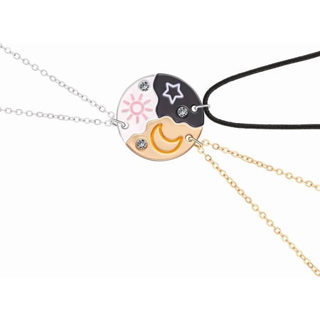 Necklace For 3, Sun Moon and Star Weirdo Puzzle Matching Necklace Friendship Necklaces For Women Bestie Best Friends Sisters Forever Jewelry Gifts