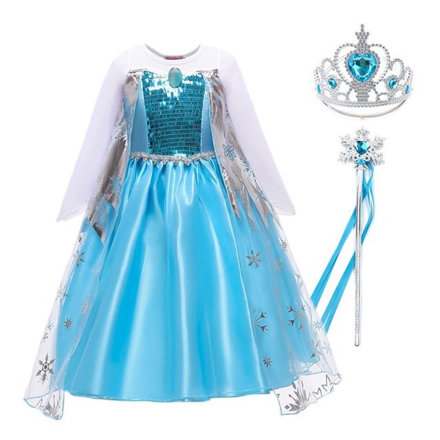 Vestido de princesa Frozen para niñas, disfraz de reina de la nieve, fiesta de Elsa, tul con lentejuelas Fivean unisex