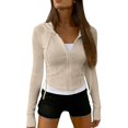 thumbnail image 2 of Zip Up Sweaters for Women Long Sleeve Hooded Drop Shoulder Knit Cardigan Hoodies Outerwear, 2 of 6