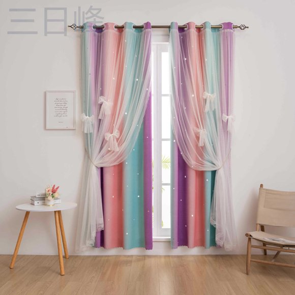 Blackout Curtain With Stars For Boys Girls Bedroom Living Room Decoration Home Decoration-sebneei