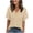 Khaki women's v neck t shirt a1, variant on Women's V Neck Short Sleeve T-Shirt Polka Dot Casual Loose Blouse Cute Vacation Holiday Fashion Top, Light Blue L
