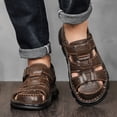 thumbnail image 1 of Sandalias clásicas de alta calidad para hombre, zapatillas de verano para caminar al aire libre, sandalias transpirables para hombre, zapatos casuales de cuero genuino para hombre (26 cm), 1 of 4