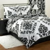 Reversible Black and White Classic Noir 3-Piece Comforter Set with Shams, Queen