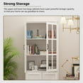 thumbnail image 2 of OXYLIFE 5-Tier Bookcase with Glass Door, 78.7" H Tall Display Storage Cabinet, White, 2 of 9