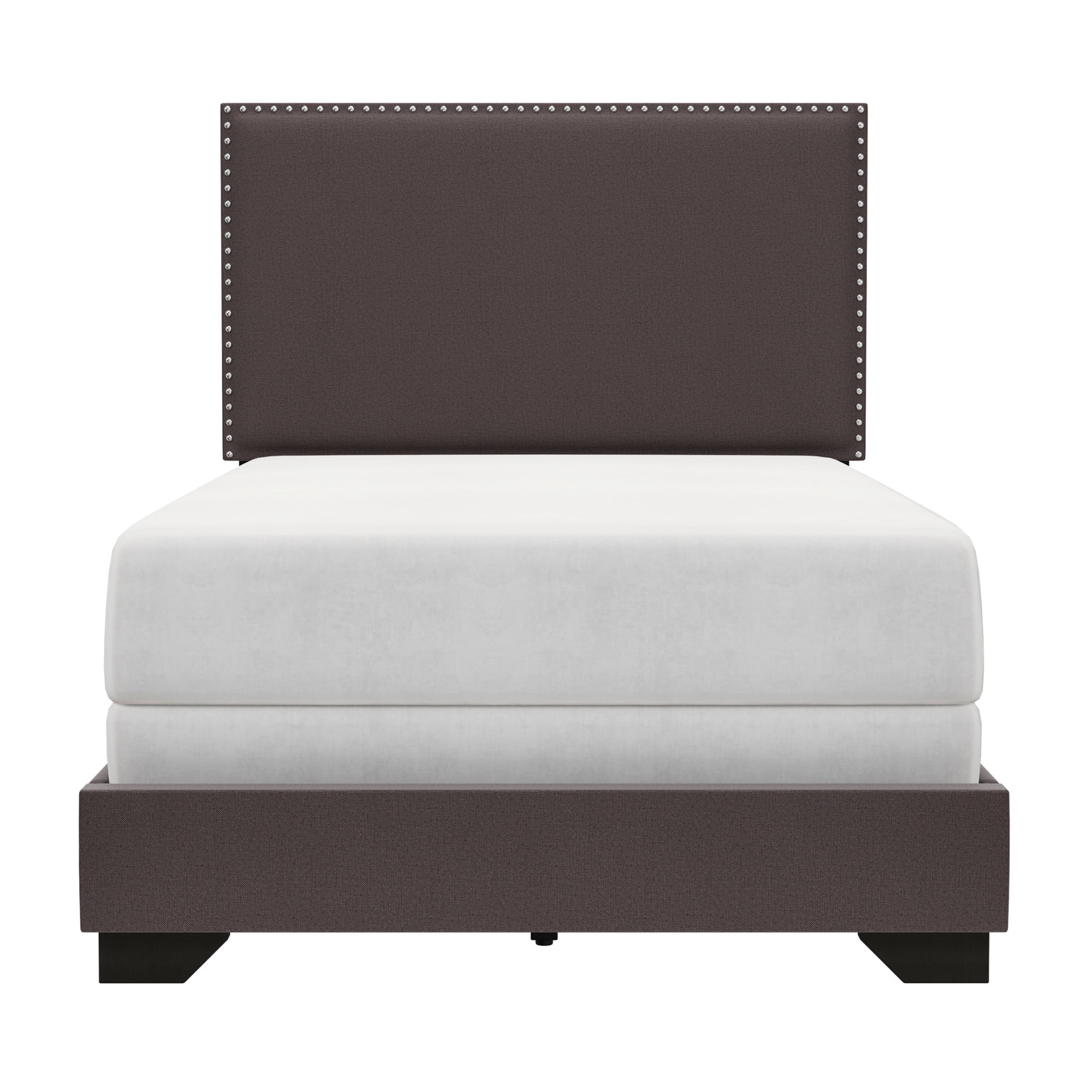 Willow Nailhead Trim Upholstered Twin Bed, Charcoal