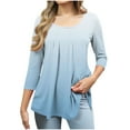 thumbnail image 2 of Women's 3/4 Sleeve Tunic Tops Casual Loose Fit Floral Blouses Mesh Pleated Layered Shirt, Limited Time Under 10 Dollars SA-501, 2 of 6