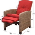 thumbnail image 5 of Indoor & Outdoor Recliner, All-Weather Wicker Reclining Patio Chair, Red Cushion (Red,1 Chair) Front Porch Outdoor Patio Furniture Chairs Set, 5 of 5