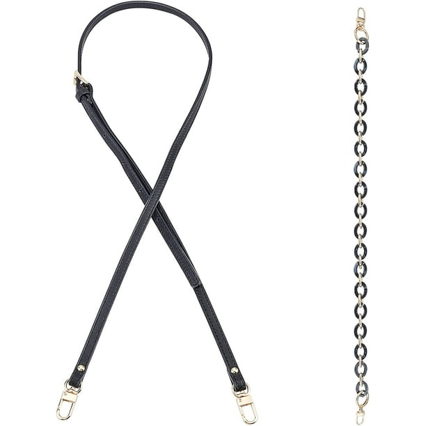 2 estilos 39.4in/24.2in Correa de repuesto para bolso Correas de hombro ajustables de cuero cruzado Asas de bolso de cadena de cable acrílico