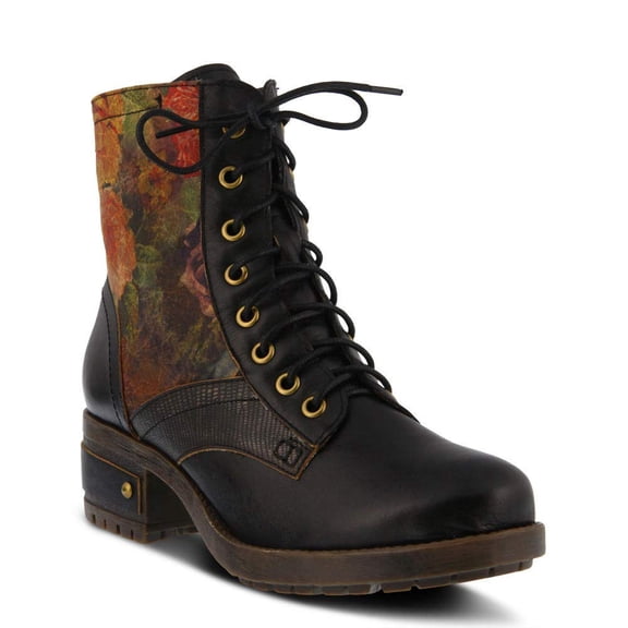 L’Artiste Marty Hand-Painted Leather Ankle Boots for Women – Cozy Flannel Lined Comfort Boot with Zipper Closure