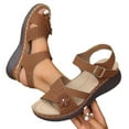 thumbnail image 6 of Miluxas Sandals for Women Orthopedic Shoes : Comfortable Dressy Womens Wedge Sandal Summer Walking Wedges - Casual Platform Sandals with Adjustable Hook Loop Brown 5.5(36), 6 of 9