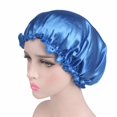 thumbnail image 1 of Solid Color Soft Satin Sleeping Cap Night Sleep Hat Hair Care Elastic Bonnet, 1 of 5