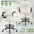 thumbnail image 3 of JONPONY Tall Office Chair for Standing Desk, Ergonomic High Leather Executive Office Chair with Flip-up Armrest,and Adjustable Foot Ring for Counter Height Desk,Beige, 3 of 12