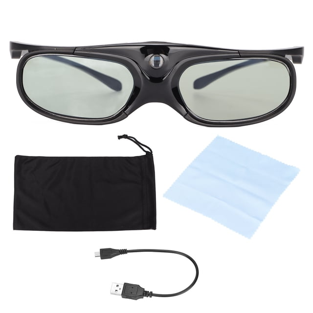 Gafas 3D 1080P LCD Gafas Gran Angular 178° Batería Recargable Obturador 3D Gafas Negras