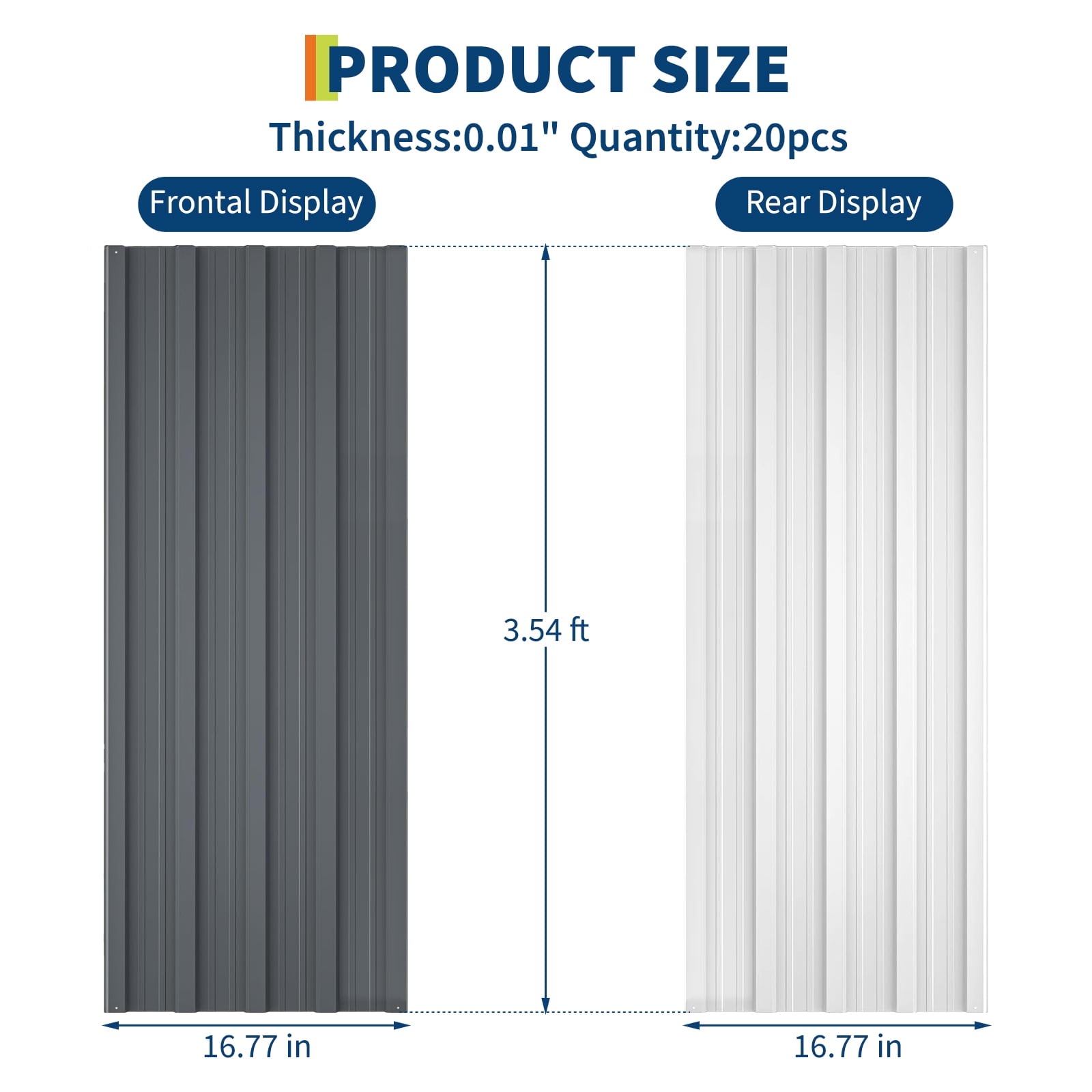 20 Pcs Metal Roofing Panels, 3.54 Ft Corrugated Galvanized Steel Roofing Panels, Heavy Duty Metal Siding Panels with Screws for Pergola, Gazebo, Shed, Outdoor Storage, Chicken Coop, Patio,Garages