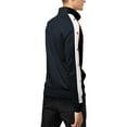 thumbnail image 2 of Hat and Beyond Mens Premium Slim Fit Stripe Track Jacket with Sleeve Buttons Full Zip, 2 of 3