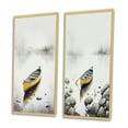 thumbnail image 3 of Designart "Vibrant Yellow Canoe on a Tranquil Lake I" Coastal Boat Framed Wall Art Set Of 2 - Yellow Coastal Frame Gallery Set For Office Decor, 3 of 7