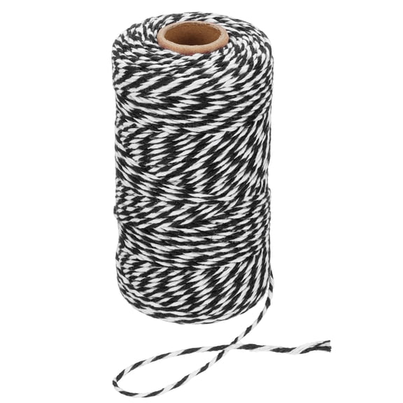 Uxcell 2mm x 109 Yard Cotton Butcher Bakers Twine for Gift Wrapping Arts Crafts Gardening, Black White