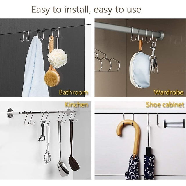 Sobre el cajón del gabinete Ganchos dobles Acero inoxidable 304 Gancho de puerta estrecho de uso múltiple para cocina, ba?o, cajón, puerta de gabinete para colgar bolsas, para ZefeiWu 8390605269417