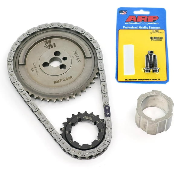 Michigan Motorsports 3-Bolt 24x LS Single Roller Timing Chain Set w/Adjustable Crank Sprocket & ARP 134-1003 Cam Bolt Kit - Fits LS1 LS6 LQ4 LQ9 LR4 LM7 L59 LM4 L33 4.8L 5.3L 5.7L 6.0L