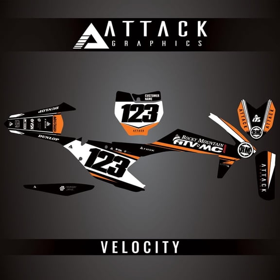 Attack Graphics Custom Velocity Complete Bike Graphics Kit for KTM 125 SX 2018