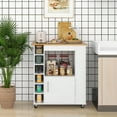 thumbnail image 4 of Gymax Kitchen Cart on Wheels Mobile Kitchen Storage Island w/ 6-Bottle Wine Rack, 4 of 10