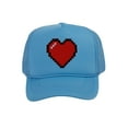 thumbnail image 1 of Men's 80's Retro Large 8 Bit Pixelated Heart Gamer Trucker Hat, Sky, 1 of 2