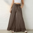 thumbnail image 7 of Wide Leg Pants Woman Summer Elastic High Waisted Palazzo Pants Flowy Drawstring Ruffle Hem Trousers with Pockets, M, 7 of 7