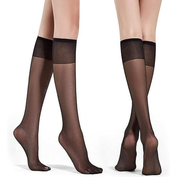 4 Pairs Pack Sheer Knee-High Socks 20D Knee-High Socks Elastic Soft Nylon Socks for Women Girls