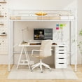 thumbnail image 3 of Patiojoy Metal Twin Size Loft Bed Heavy Duty Loft Bed Frame with Safety Guardrail 2 Integrated Ladders Space-Saving Design White, 3 of 9