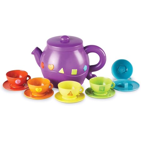 Learning Resources Serving Shapes Tea Set, Color Recognition and Counting Toy, 11 Pieces, Ages 2+