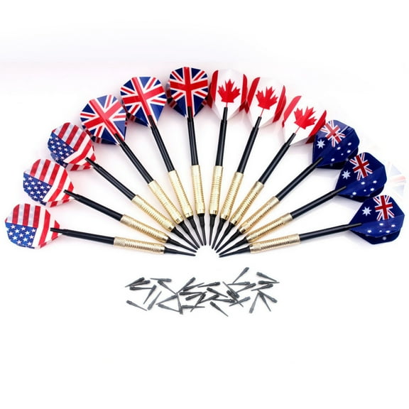 12PCS Soft Tip Darts With National Flag Flights For Electronic Dartboard With 36 Extra Tips