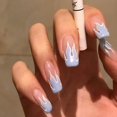 thumbnail image 3 of 24 Uds. De uñas postizas a presión con llamas, ataúd cuadrado, uñas postizas acrílicas, pegamento de fuego en las uñas para mujeres y niñas, salón de manicura Diy, 3 of 3