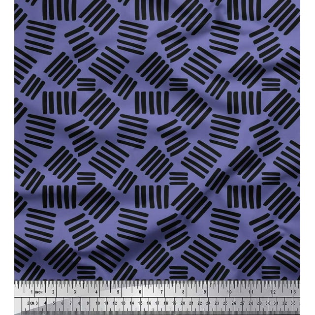 Soimoi Purple Georgette Viscose Fabric Brush Stroke Abstract Print Sewing Fabric Yard 42 Inch Wide