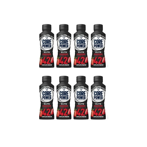 8 Pack Strawberry core power elite 14 FL oz protein shake