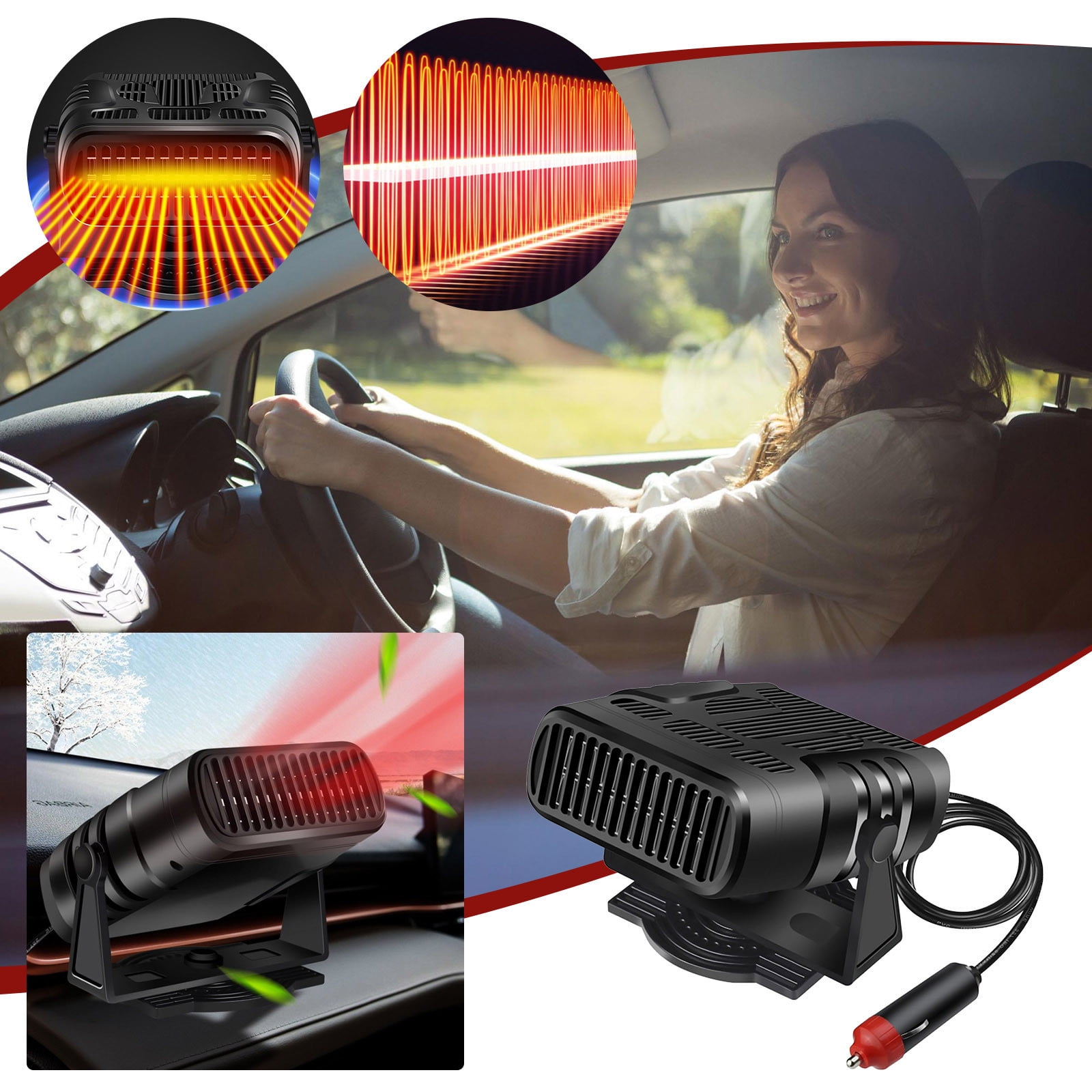 Winter Clearance! Tunhigl Car Heater Defrost Heater Heater Border 12V24V Portable Car