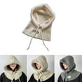 thumbnail image 2 of Aellinatey 2-in-1 Knitted Shawl Hat Hooded Skull Cap Lady Winter Warm Hat Casual Headwear, 2 of 21