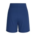 thumbnail image 5 of Siminsem Womens Jersey Shorts with Deep Pockets 7“/9” High Waisted Elastic Waist Drawstring Bermuda Long Shorts for Women Casual Walking Lounge Loose Fit Knee Length, Navy,2XL, 5 of 5