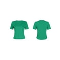 thumbnail image 5 of Argulvti Women's Ribbed Tops Polyester Slim Fit Round Neck Short Sleeve Stretchy Solid Color Basic T-Shirts, 5 of 7