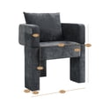 thumbnail image 2 of Modern 3-Leg Chenille Accent Chair with Ergonomic Arms & Removable Pillow, Plush Small Space Armchair, Single Sofa Chair for Living Room, Bedroom, Dining Room and Office, Dark Green, 2 of 3