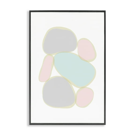 Stupell Industries Pastel Pebble Shapes Abstract Painting Black Framed Art Print Wall Art, 12 x 18