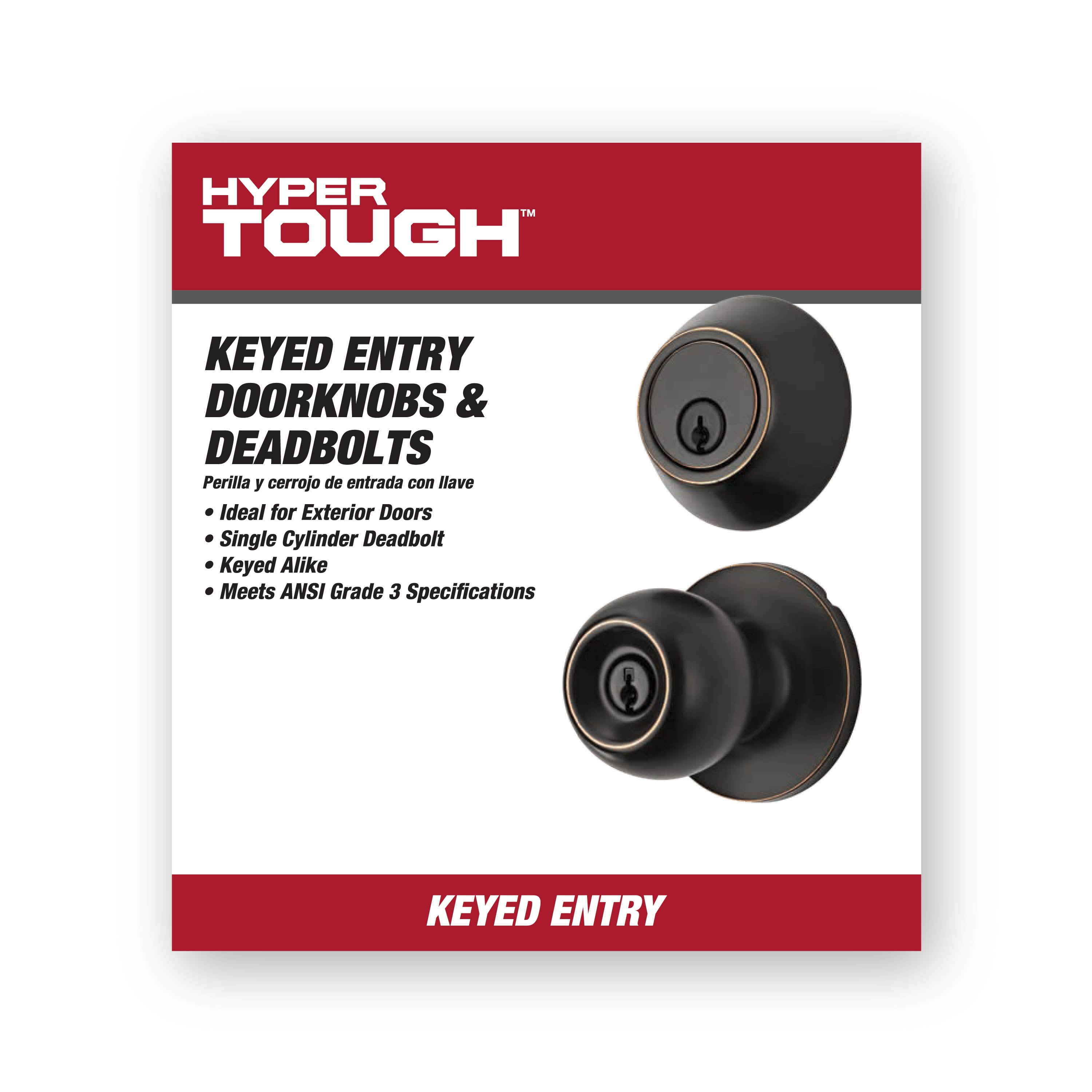 Hyper Tough Keyed Entry Ball Doorknob Lock and Single Cylinder Deadbolt Oil Rubbed Bronze Finish Combo Pack